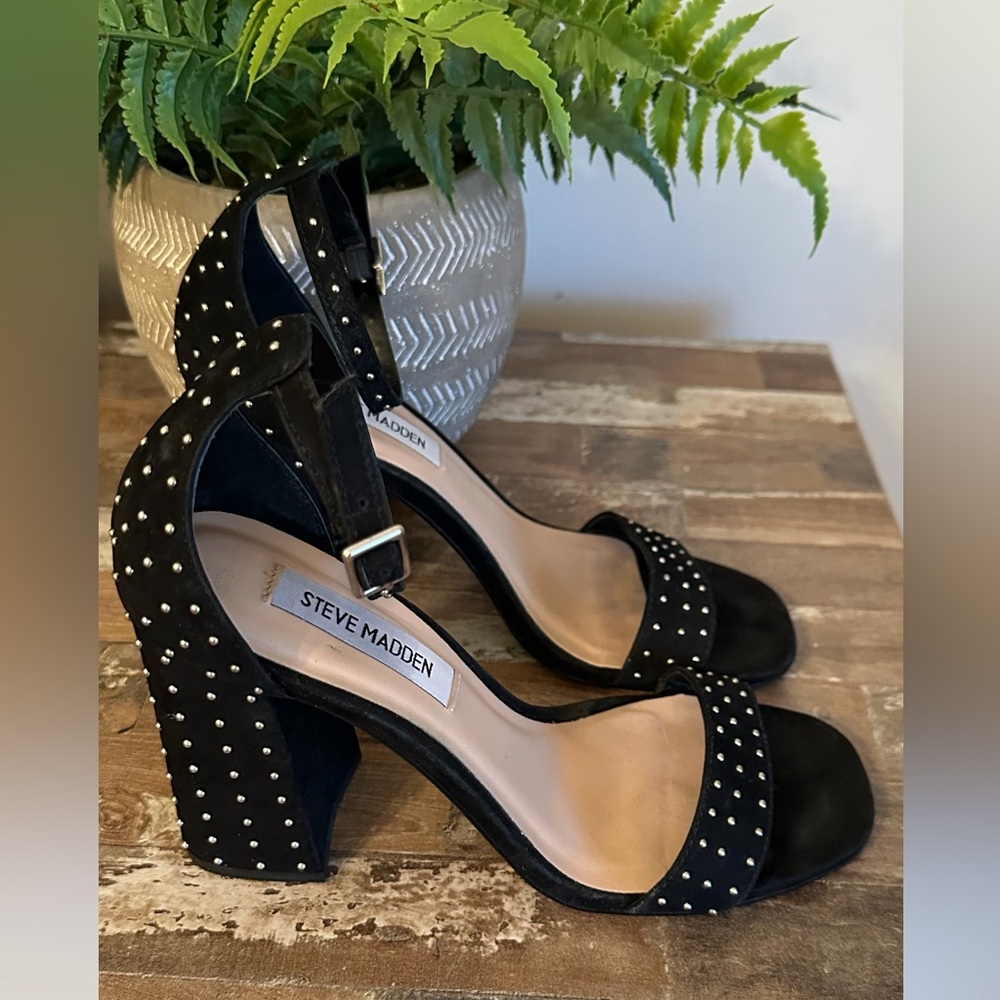 Steve Madden Black Studded Block Heels